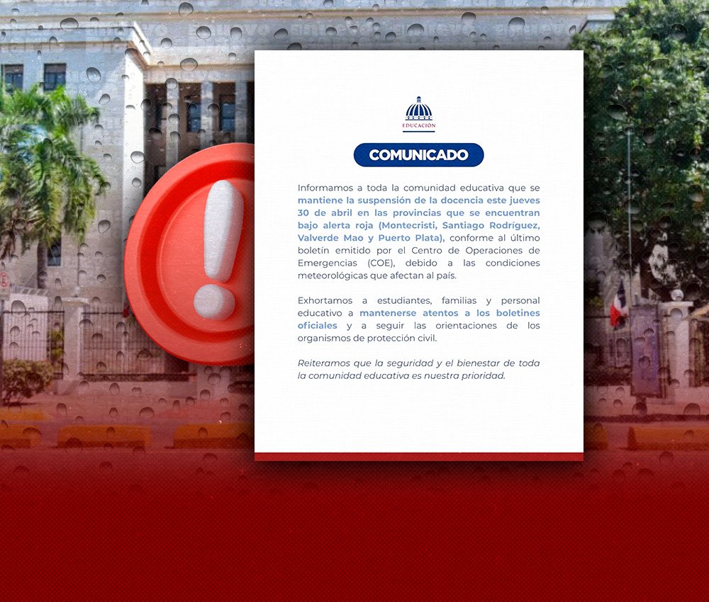 Suspensión de clases en provincias en alerta roja: ¿una respuesta adecuada del Minerd?
